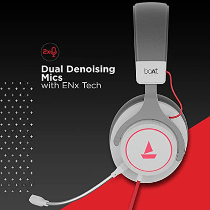 boAt Immortal IM1000D Dual Channel Gaming Wired Over Ear Headphones with mic, 7.1 Channel Surround Audio, Dolby Atmos, 50mm Drivers & RGB Breathing LEDs(White Sabre)