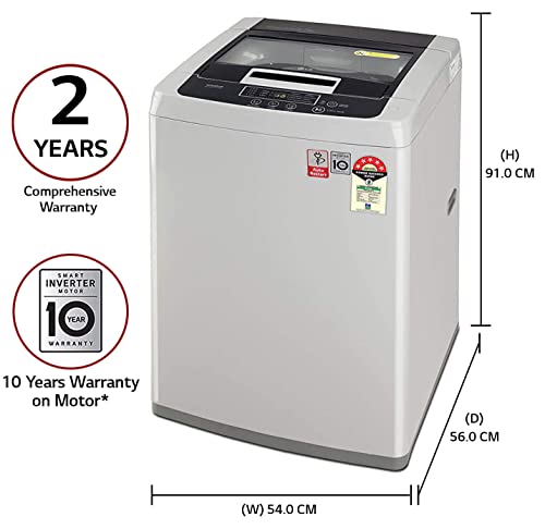 LG 7 kg 5 Star Inverter Fully-Automatic Top Loading Washing Machine (‎T70SKSF1Z, Middle Free Silver, TurboDrum)