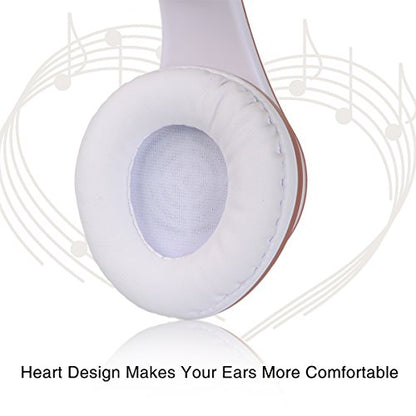 Wireless Bluetooth Headphones Over Ear, Rydohi Hi-Fi Stereo Headset with Deep Bass, Foldable and Lightweight, Wired and Wireless Modes Built in Mic for Cell Phones, TV, PC and Traveling (Rose Gold) -123