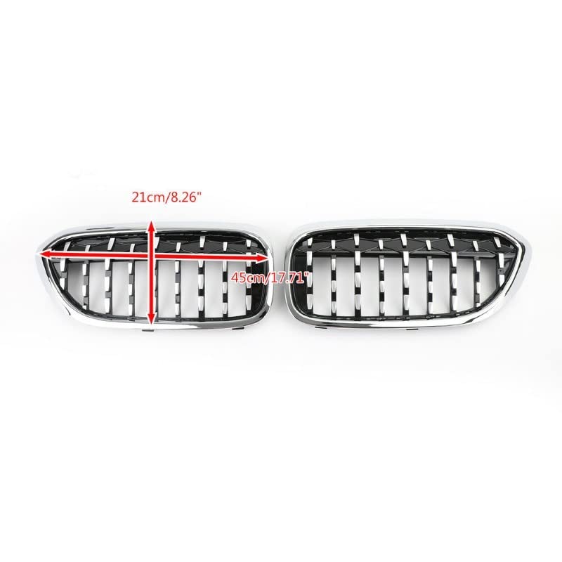 Car Craft Front Bumper Grill Compatible With Bmw 5 Series G30 2017-2020 Front Bumper Grill Diamond Chrome Single