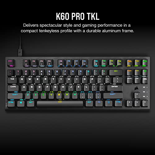 Corsair K60 PRO TKL Wired Optical-Mechanical OPX Linear Switch Gaming Keyboard with 8000Hz Polling Rate - Black