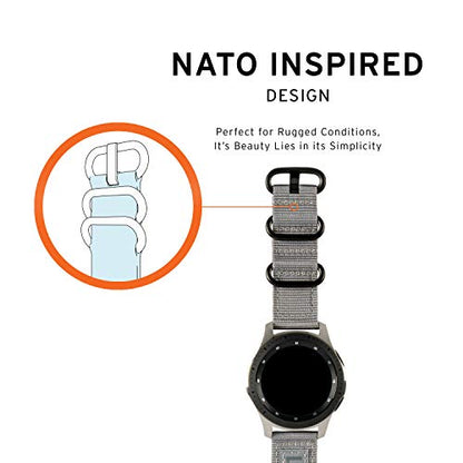 Urban Armor Gear UAG Watch Band, NATO Watch Strap Designed for Galaxy Watch 5 / 5 Pro / Galaxy Watch 4 44mm / Classic 46mm / 4 40mm / Classic 42mm / Fits Most Universal 20mm Watch Lugs - Grey
