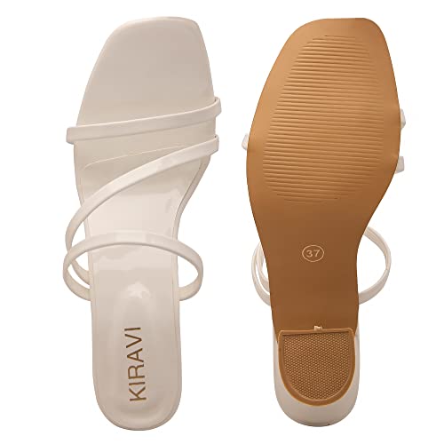 KIRAVI Fairy World White Heels Sandal For Women (numeric_8)