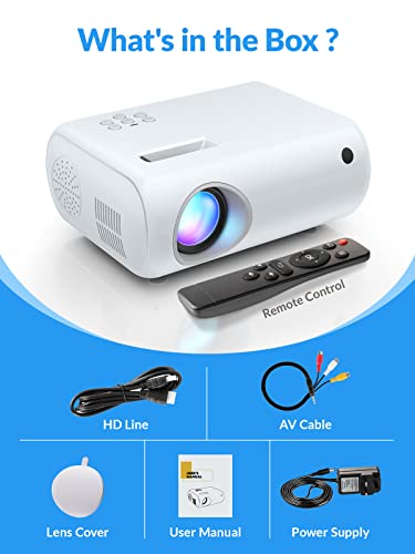 Mini Projector, ClokoWe Portable Movie Projector with 6500 Lux,1080P Full HD Video Projector Compatible with iphone/ Android Smartphone/Tablet/Laptop/PC/TV Stick/PS4/USB/HDMI