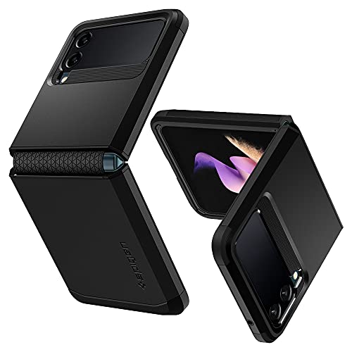 Spigen Galaxy Z Flip3 ケース [ SC-54B | SCG12 ] 2重構造 [TPU+PC] 米軍MIL規格取得 背面保護 全面保護 耐衝撃 カメラ保護 画面保護 傷防止 衝撃 吸収 Qi充電 ワイヤレス充電対応 ギャラクシー Z フリップ3 タフ・アーマー ACS03082 (ブラック)