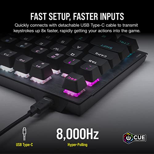 Corsair K60 PRO TKL Wired Optical-Mechanical OPX Linear Switch Gaming Keyboard with 8000Hz Polling Rate - Black