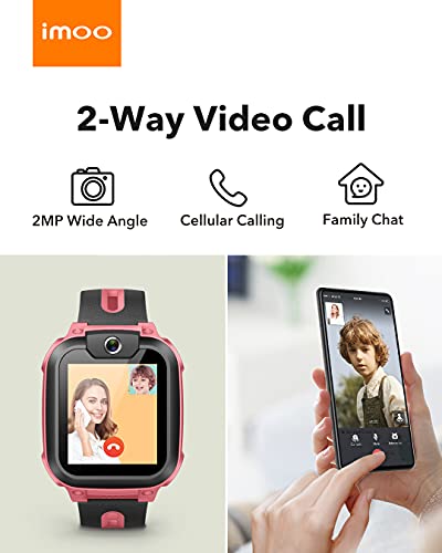 IMOO Watch Phone Z1 Kids Smart Watch, 4G Kids Smartwatch Phone with Long-Lasting Video & Phone Call, Kids GPS Watch with Real-time Locating & IPX8 Water-Resistance (Pink)