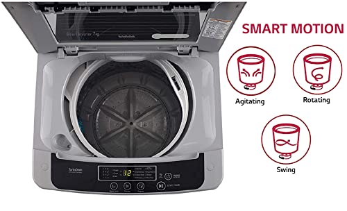 LG 7 kg 5 Star Inverter Fully-Automatic Top Loading Washing Machine (‎T70SKSF1Z, Middle Free Silver, TurboDrum)