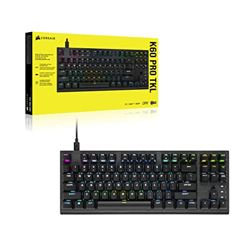 Corsair K60 PRO TKL Wired Optical-Mechanical OPX Linear Switch Gaming Keyboard with 8000Hz Polling Rate - Black