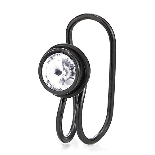 Black Steel Circle Cubic Zirconia Ear Cuff Ear Clip Non-Piercing Clip On Earrings Women, 1PC