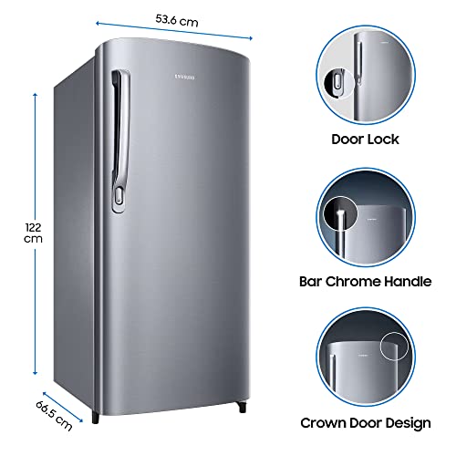 Samsung 192 L 2 Star Direct Cool Single Door Refrigerator (RR19A241BGS/NL, Grey Silver)