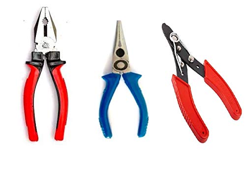 IONIX 2 Type Plier and Wire Cutting Pliers Tools for Electrical Work, Combination Plier Nose and Wire Cutter Player Combo (Multicolour)- 3 Pieces