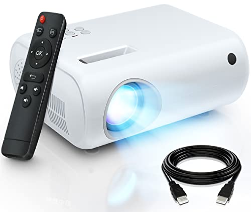 Mini Projector, ClokoWe Portable Movie Projector with 6500 Lux,1080P Full HD Video Projector Compatible with iphone/ Android Smartphone/Tablet/Laptop/PC/TV Stick/PS4/USB/HDMI