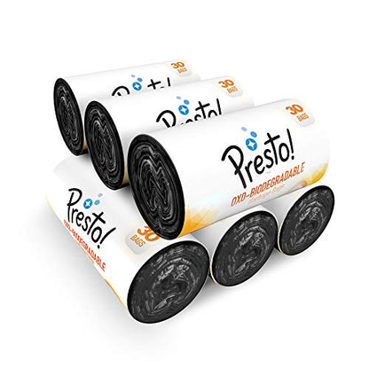 Amazon Brand - Presto! Oxo-Biodegradable Garbage Bags, Small (17 X 19 Inches) - 30 Bags/Roll (Pack Of 6, Black) test  {product.id} 6598977781849 bolt