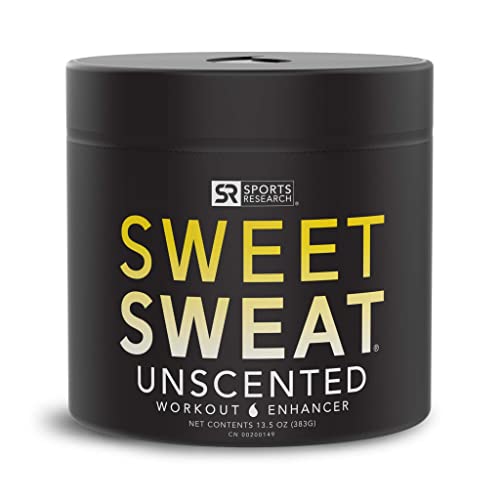 Sports Research Sweet Sweat Unscented 'Workout Enhancer' Gel - Maximize Your Exercise & Sweat Faster - 13.5oz Jar (Unscented)