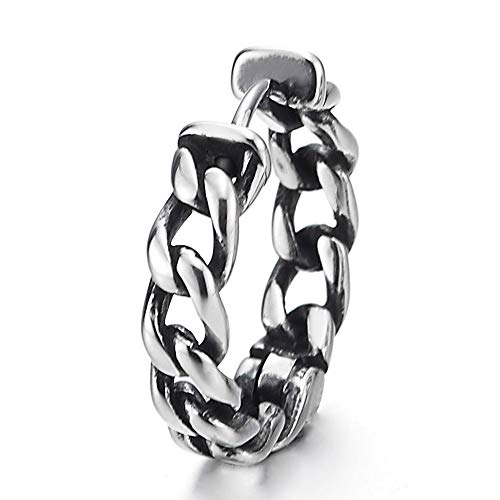 Pair Stainless Steel Vintage Tribal Curb Chain Wreath Huggie Hinged Hoop Earrings Unisex Men Women