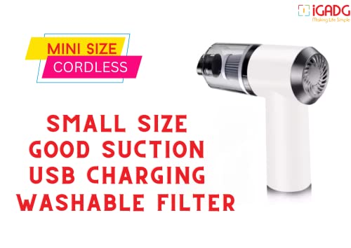 iGADG Car Vacuum Cleaner Handheld | Small Size | Rechargeable | Dual Battery (4500pa Cordless)