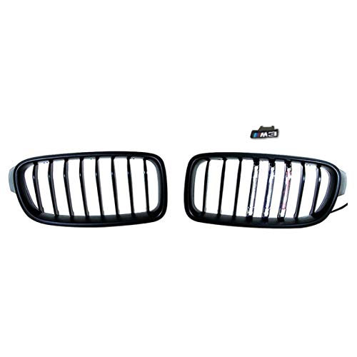 Car Craft 3 Series Grill Compatible With Bmw 3 Series Grill F30 M3 Style Kidney Grill Grille Bumper Grill 2012-2018 Black Led