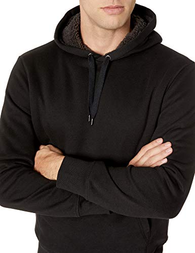 Amazon Essentials Men's Sherpa-Lined Pullover Hoodie Sweatshirt, Black, X-Large
