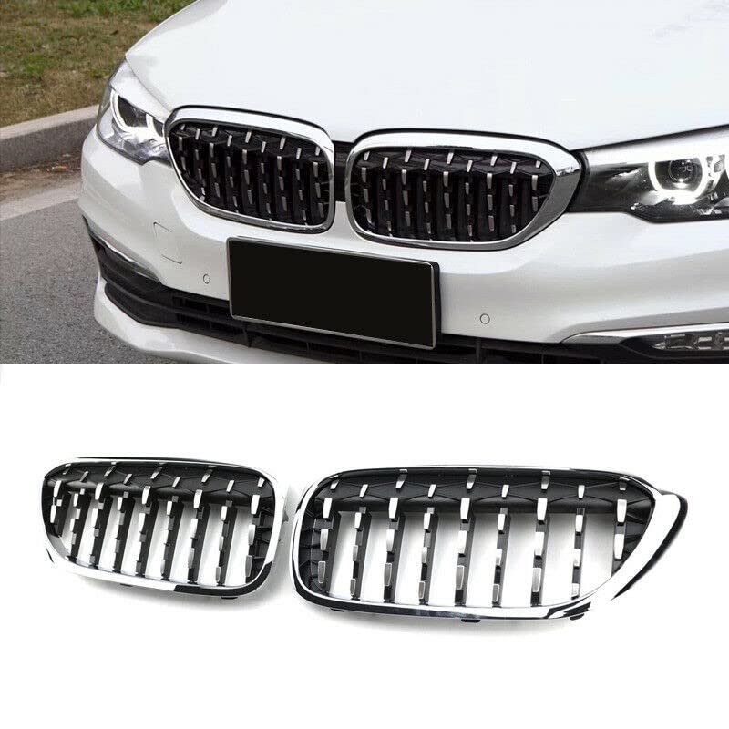 Car Craft Front Bumper Grill Compatible With Bmw 5 Series G30 2017-2020 Front Bumper Grill Diamond Chrome Single