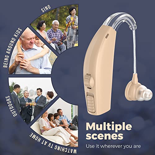 Pair Rechargeable Digital BTE Device with Noise Reduction Fit for Adults and Seniors, All-Day Battery Life, Lightweight Behind The Ear, Skin