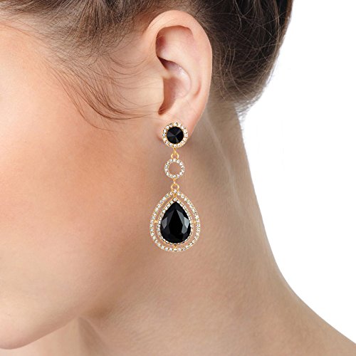 Event Banquet Prom Party Rhinestone Crystal Teardrop Dangle Drop Large Statement Earrings