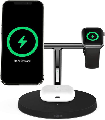 Belkin Boostcharge Pro MagSafe 3-in-1 Wireless Charger, Black (WIZ009auBK-APL)