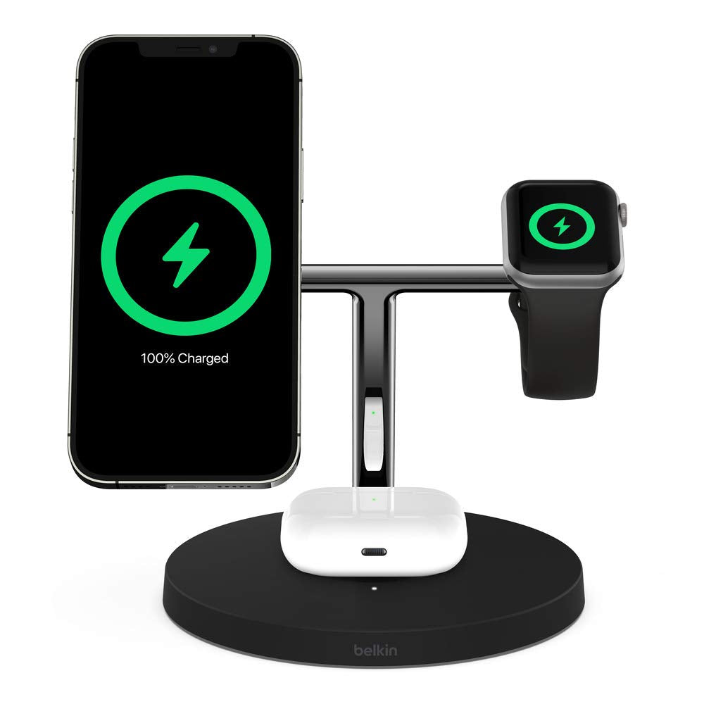 Belkin Boostcharge Pro MagSafe 3-in-1 Wireless Charger, Black (WIZ009auBK-APL)