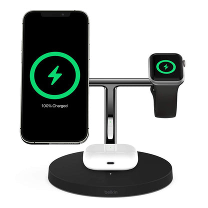 Belkin Boostcharge Pro MagSafe 3-in-1 Wireless Charger, Black (WIZ009auBK-APL)