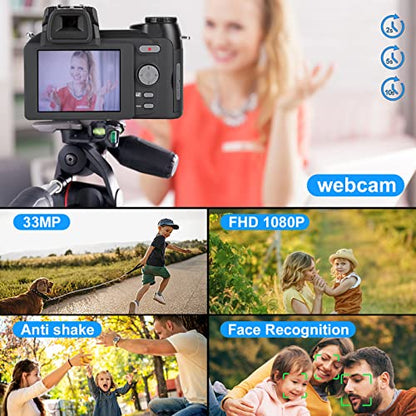 NBD Digital Camera 33MP DSLR Camera for Photography Beginners，Autofocus 1080P HD Vlogging Camera with 24X Telephoto Lens -123