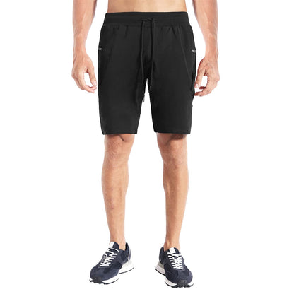 BROKIG Mens Stitching Athletic Shorts Sport Workout Short for Men with Zip Pockets