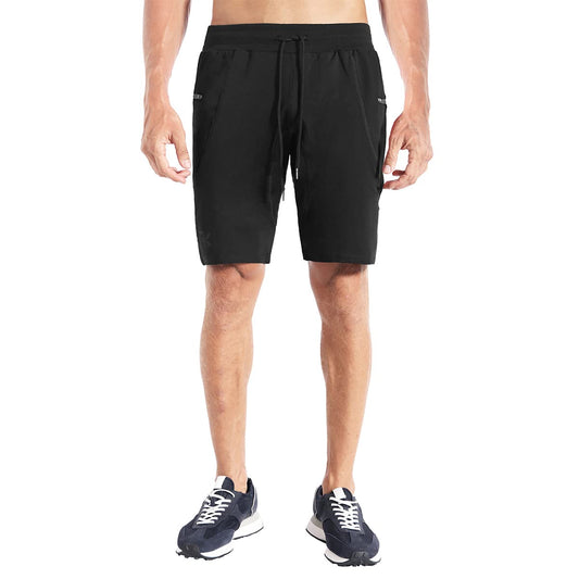 BROKIG Mens Stitching Athletic Shorts Sport Workout Short for Men with Zip Pockets