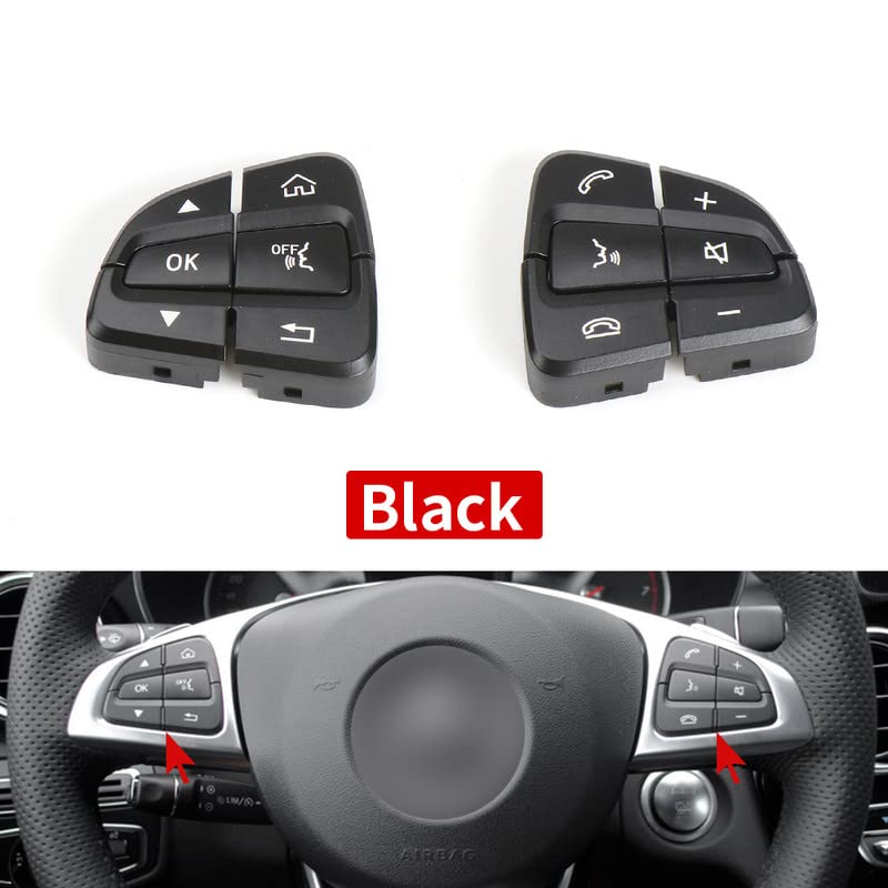 Car Craft Glc Steering Wheel Button Compatible With Mercedes C Class Steering Wheel Button C Class W205 2015-2020 Glc W253 2015-2021 Black