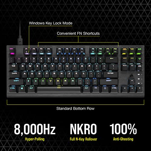 Corsair K60 PRO TKL Wired Optical-Mechanical OPX Linear Switch Gaming Keyboard with 8000Hz Polling Rate - Black