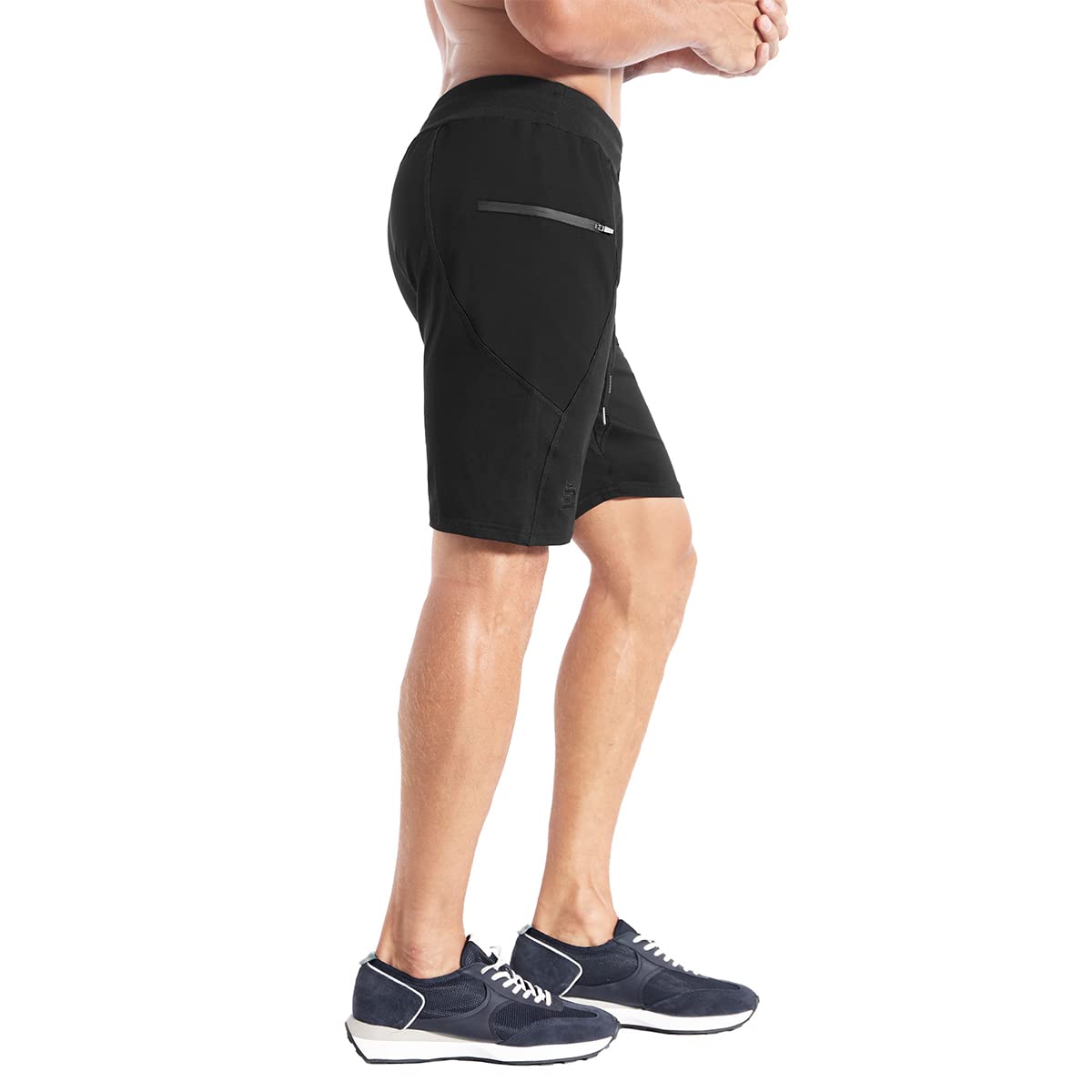 BROKIG Mens Stitching Athletic Shorts Sport Workout Short for Men with Zip Pockets