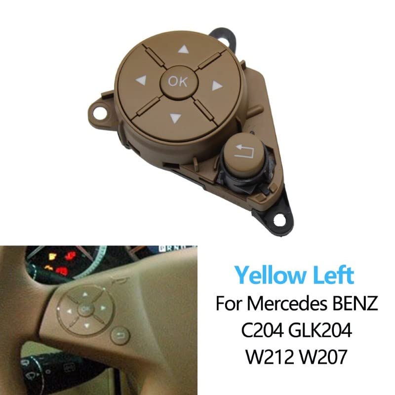 Car Craft C Class Steeering Wheel Button Compatible With Mercedes C Class Steering Wheel Button C Class W204 2007-2011 E Class W212 2009-2013 Assembley Left Yellow