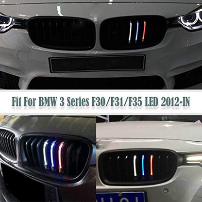Car Craft 3 Series Grill Compatible With Bmw 3 Series Grill F30 M3 Style Kidney Grill Grille Bumper Grill 2012-2018 Black Led -graphql