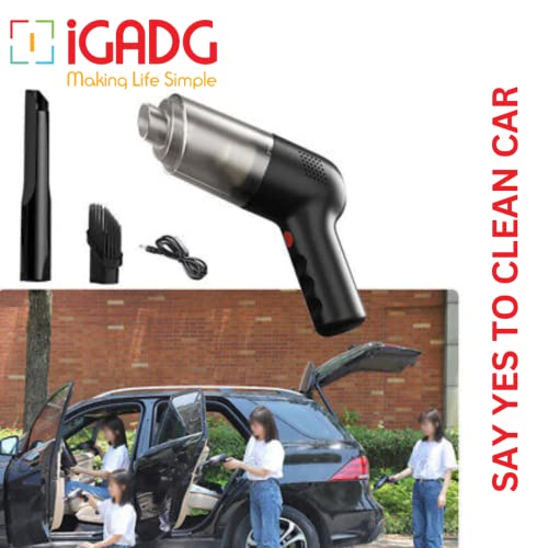 IGADG- MAKING LIFE SIMPLE® 6000pa Powerful Portable Handheld Cordless Wireless Vacuum Cleaner for Car and Home | Dual Battery - 3000 mAH | Charge with USB | Rechargeable (Mini - Heavy Duty)