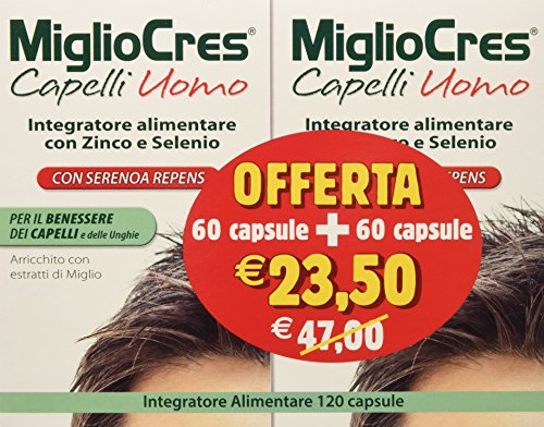 MiglioCres Capelli Uomo Integratore Alimentare 60 Capsule+ 60 Capsule