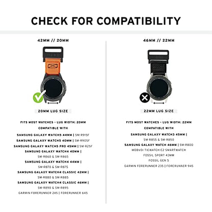 Urban Armor Gear UAG Watch Band, NATO Watch Strap Designed for Galaxy Watch 5 / 5 Pro / Galaxy Watch 4 44mm / Classic 46mm / 4 40mm / Classic 42mm / Fits Most Universal 20mm Watch Lugs - Grey