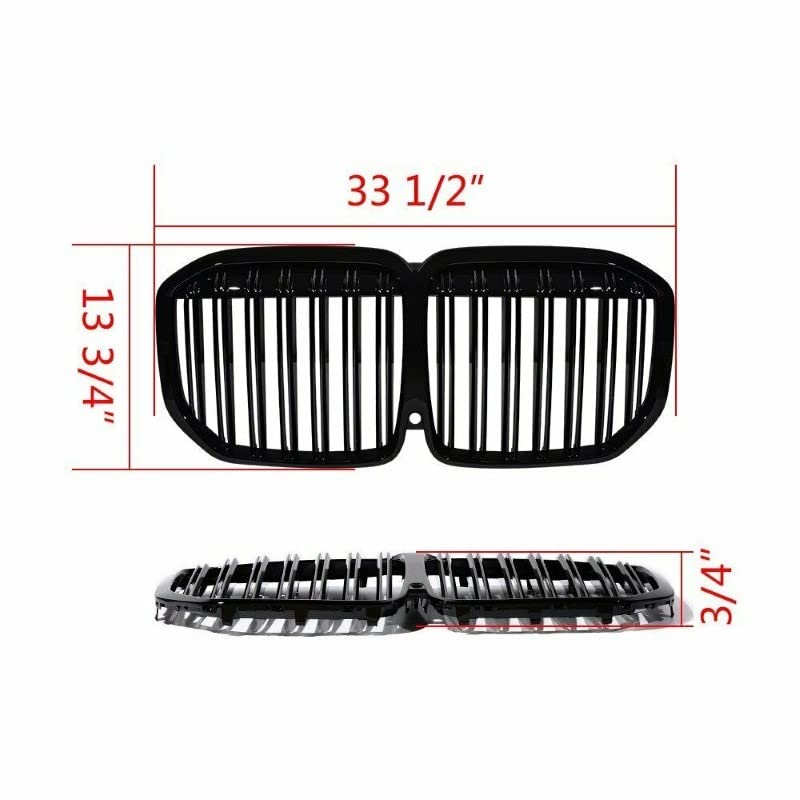 Car Craft Front Bumper Grill Compatible With Bmw X7 G07 2019-2022 Front Bumper Grill Carbon Fiber Look Glossy Black