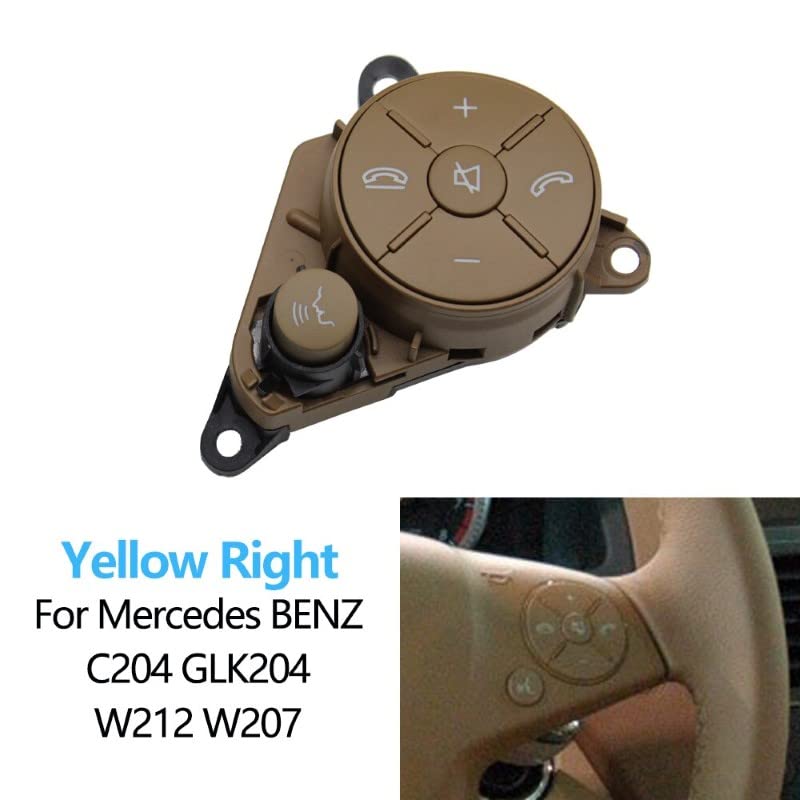 Car Craft C Class Steeering Wheel Button Compatible With Mercedes C Class Steering Wheel Button C Class W204 2007-2011 E Class W212 2009-2013 Assembley Right Yellow