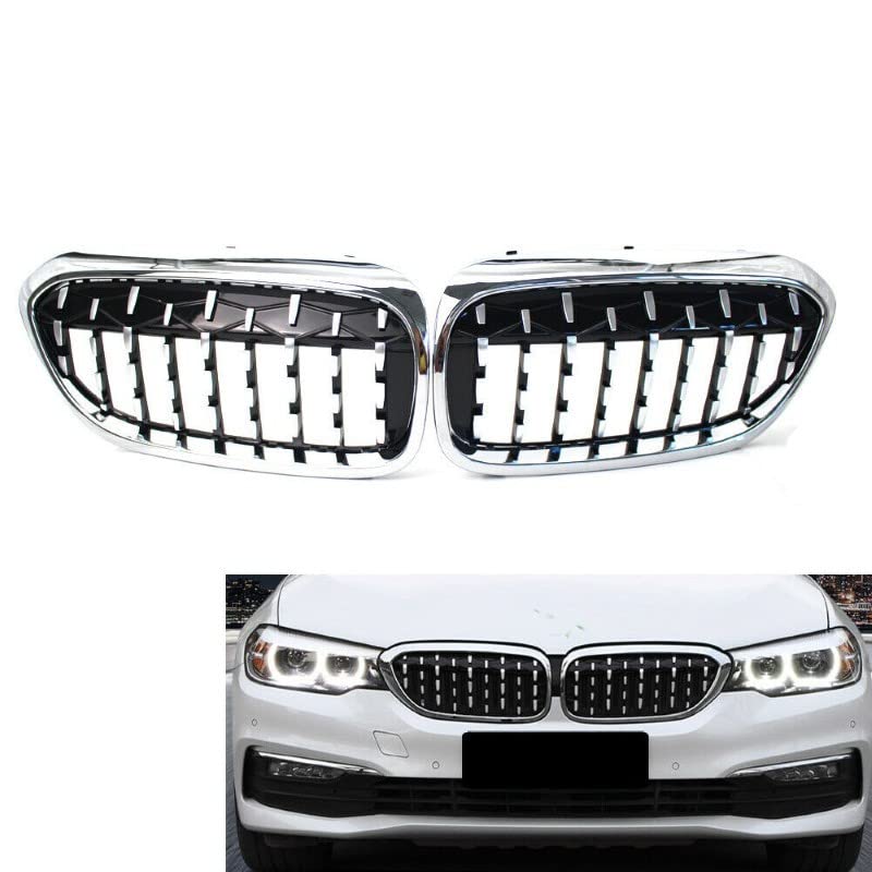 Car Craft Front Bumper Grill Compatible With Bmw 5 Series G30 2017-2020 Front Bumper Grill Diamond Chrome Single