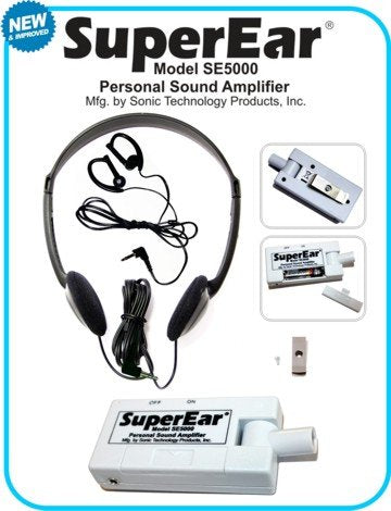 SuperEar Personal Sound Amplifier Model SE5000 Increases Ambient Sound Gain 50dB