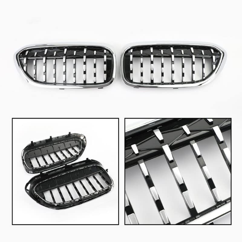 Car Craft Front Bumper Grill Compatible With Bmw 5 Series G30 2017-2020 Front Bumper Grill Diamond Chrome Single