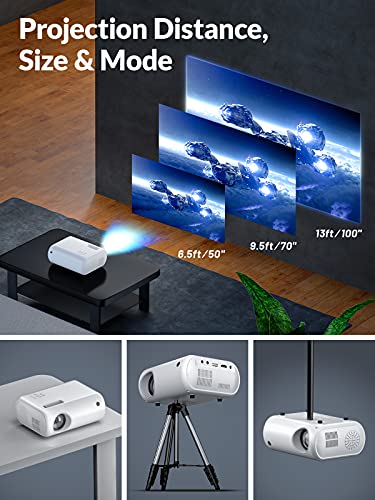 Mini Projector, ClokoWe Portable Movie Projector with 6500 Lux,1080P Full HD Video Projector Compatible with iphone/ Android Smartphone/Tablet/Laptop/PC/TV Stick/PS4/USB/HDMI