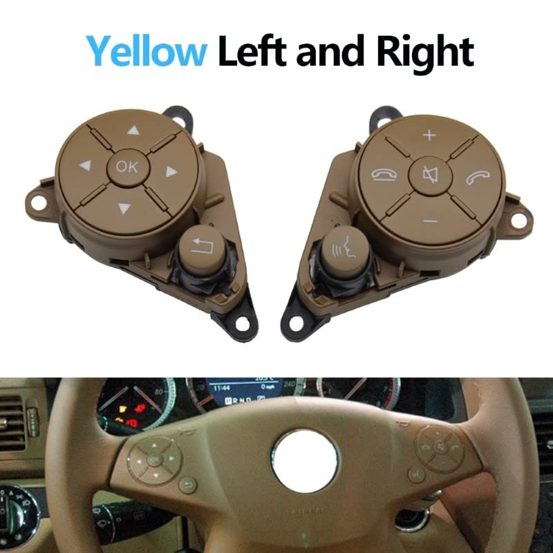 Car Craft C Class Steeering Wheel Button Compatible With Mercedes C Class Steering Wheel Button C Class W204 2007-2011 E Class W212 2009-2013 Assembley Left Yellow