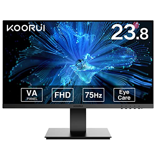 KOORUI モニター 24インチ VA 非光沢 フルHD pcモニター 5ms 75Hz ディスプレイ HDMI VGA 傾き調整 広い視野角 スピーカー非搭載 24N1A