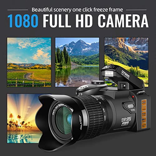 NBD Digital Camera 33MP DSLR Camera for Photography Beginners，Autofocus 1080P HD Vlogging Camera with 24X Telephoto Lens