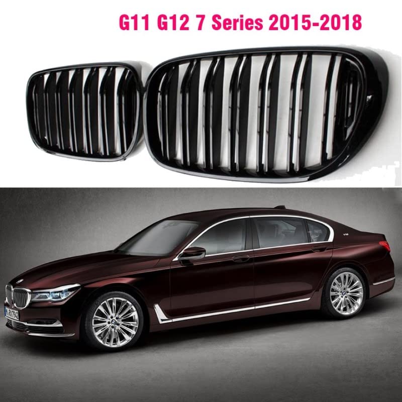 Car Craft Front Bumper Grill Compatible With Bmw 7 Series G12 2016-2021 Front Bumper Grill Glossy Black